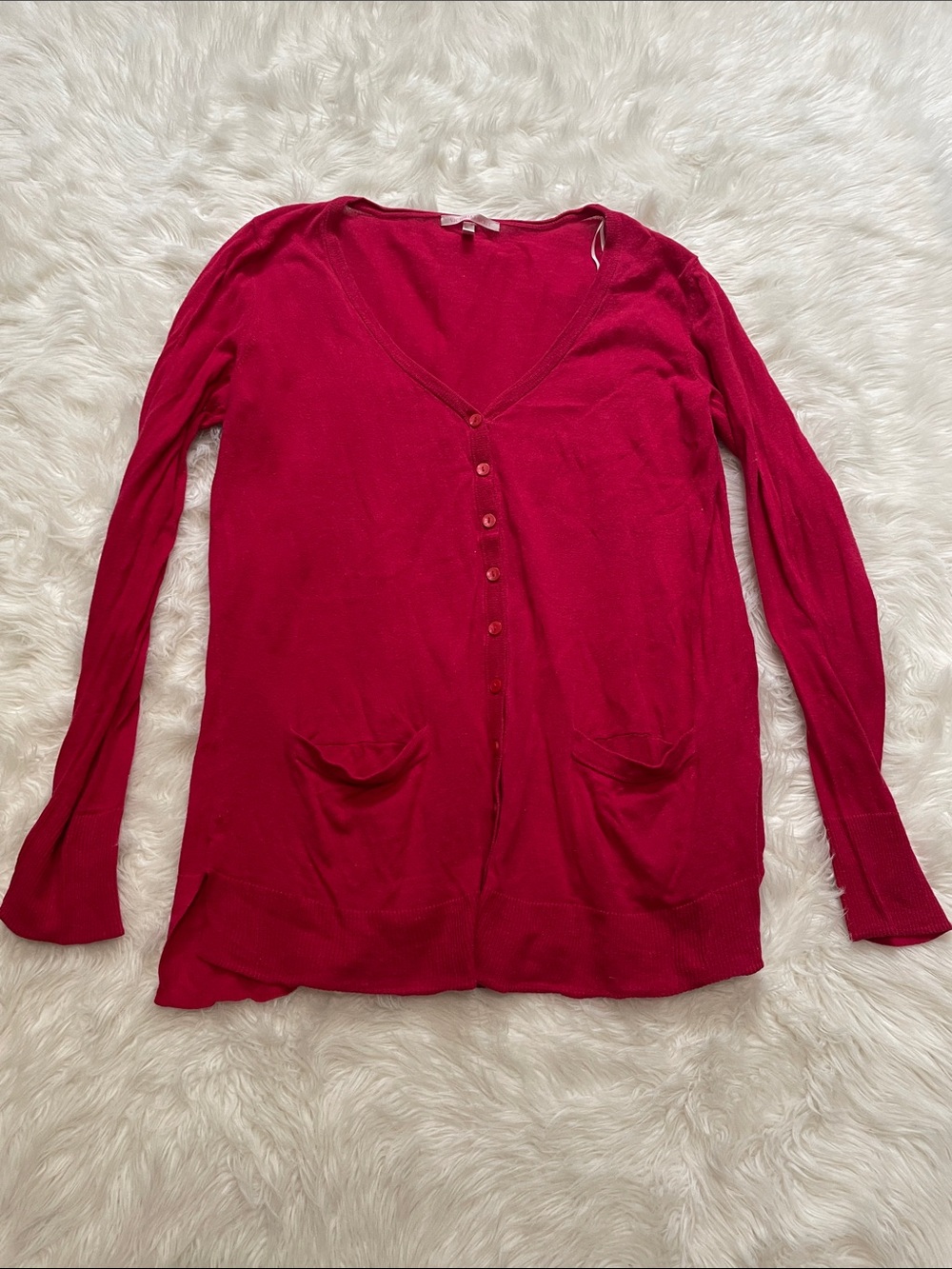 Victoria's Secret Lightweight Long & Lean Button-Front Cardigan Red Large - Picture 5 of 14